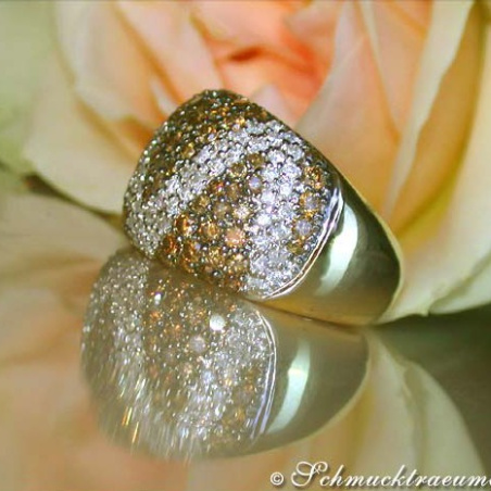 "Zig Zag" Brown and White Diamond Ring