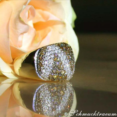 "Zig Zag" Brown and White Diamond Ring