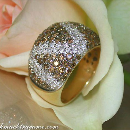 "Zig Zag" Brown and White Diamond Ring
