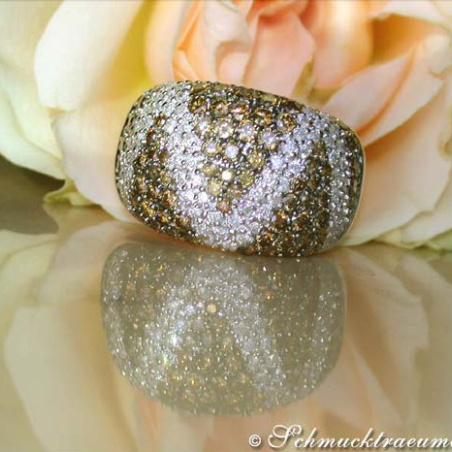 "Zig Zag" Brown and White Diamond Ring