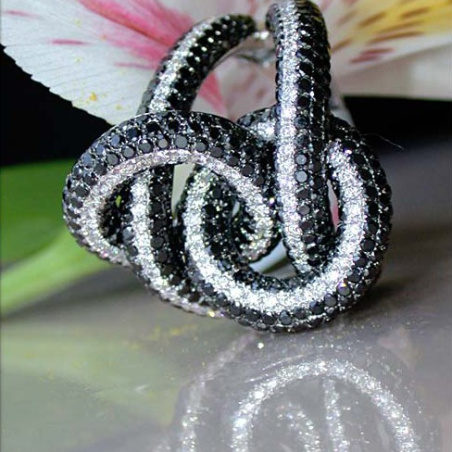 Entwined Black & White Diamond Ring