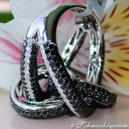 Entwined Black & White Diamond Ring