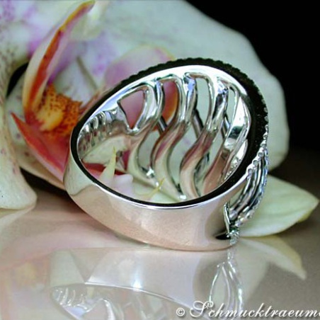 Unique Black & White Diamond "Wave" Ring