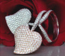 Exquisite Double Heart Diamond Ring in White & Rose Gold 18k