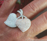 Exquisite Double Heart Diamond Ring in White & Rose Gold 18k