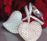 Exquisite Double Heart Diamond Ring in White & Rose Gold 18k