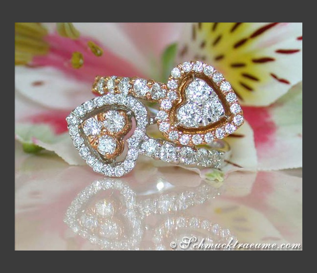 Exquisite Double Heart Diamond Ring Exquisite Double Heart Diamond Ring
