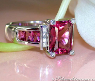 Glorious Pink Tourmaline Ring with Diamonds