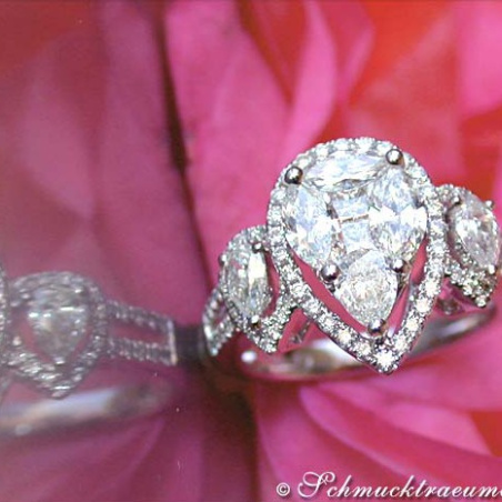 Unique Diamond Pear Ring