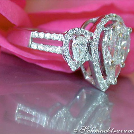 Unique Diamond Pear Ring