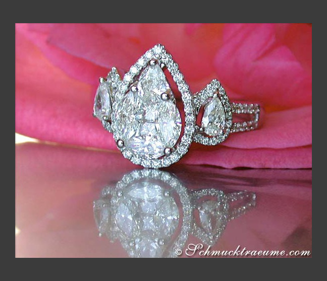 Diamant Tropfen Ring in Weißgold 750 Diamant Tropfen Ring in Weißgold 750