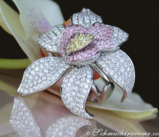 Huge Diamond Ring in a Fantastic Flower Design