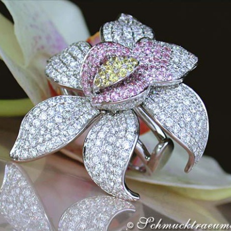 Huge Diamond Ring in a Fantastic Flower Design