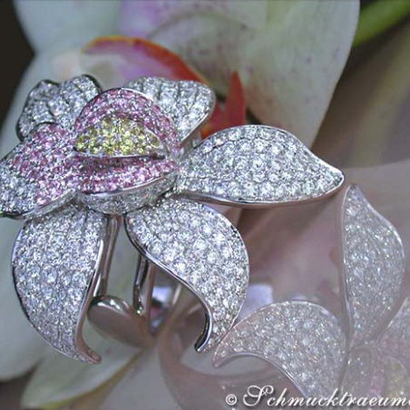Huge Diamond Ring in a Fantastic Flower Design