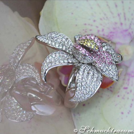 Huge Diamond Ring in a Fantastic Flower Design