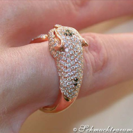 Attractive Panther Ring with Diamonds