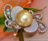 Magnificent Golden Southsea Pearl Ring with Diamonds
