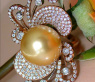 Magnificent Golden Southsea Pearl Ring with Diamonds