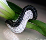 Tremendous Black & White Diamond "Wave" Ring