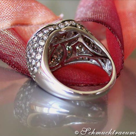 Pretty Heart Ring with Natural Brown & White Diamonds