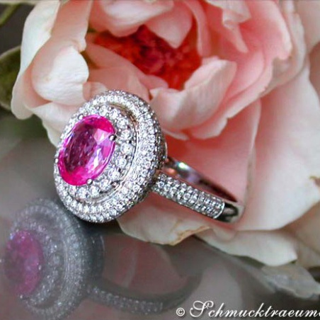 Noble Pink Sapphire Ring with Diamonds