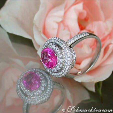 Noble Pink Sapphire Ring with Diamonds