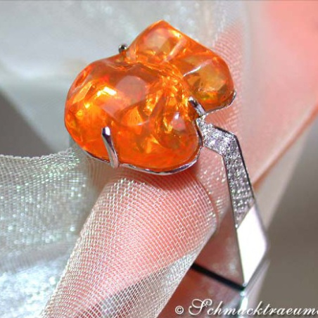 Extravagant Fire Opal Ring with Diamonds