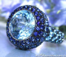 Spectacular Blue Topaz Ring with Sapphires