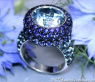 Spectacular Blue Topaz Ring with Sapphires