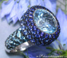 Spectacular Blue Topaz Ring with Sapphires