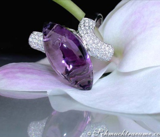 Stately Amethyst Diamond Ring
