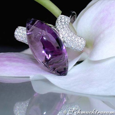 Stately Amethyst Diamond Ring