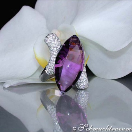 Stately Amethyst Diamond Ring