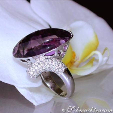 Stately Amethyst Diamond Ring