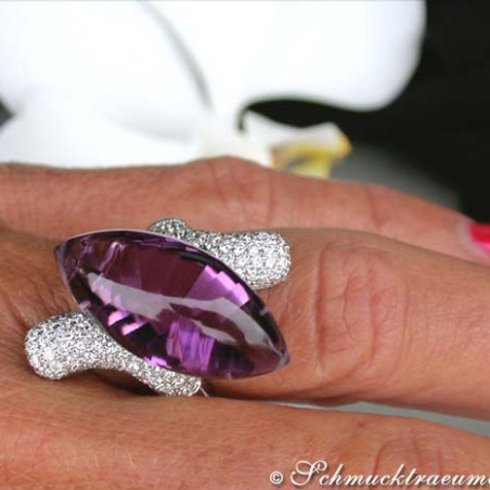 Stately Amethyst Diamond Ring