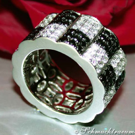 Minimalist Eternity Ring with Black & White Diamonds