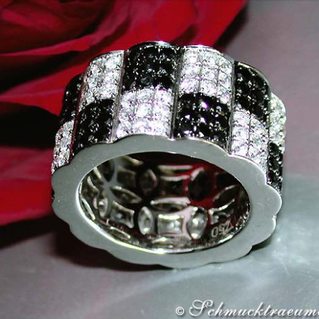 Minimalist Eternity Ring with Black & White Diamonds