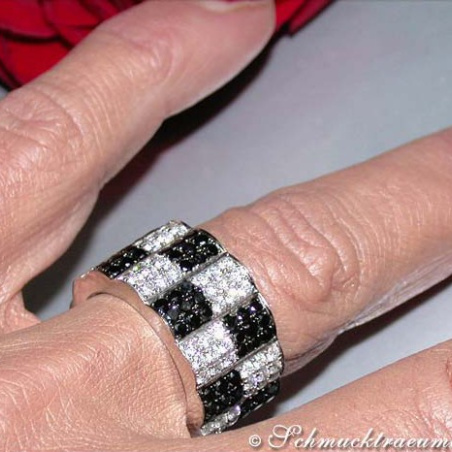 Minimalist Eternity Ring with Black & White Diamonds
