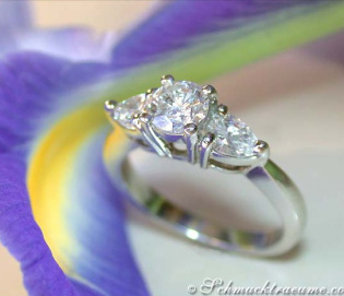 Feminine Diamond Solitaire Ring with Pear Shaped Diamonds