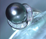 Tahitiperle Ring mit Trapez Diamanten in Weißgold 585
