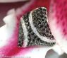Solid Black & White Diamond Rhombic Style Ring