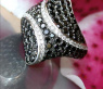 Solid Black & White Diamond Rhombic Style Ring