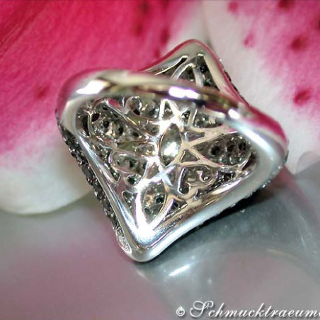 Solid Black & White Diamond Rhombic Style Ring