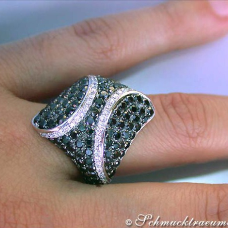 Solid Black & White Diamond Rhombic Style Ring