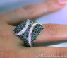 Solid Black & White Diamond Rhombic Style Ring
