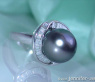 Tahitiperle Ring mit Trapez Diamanten in Weißgold 585