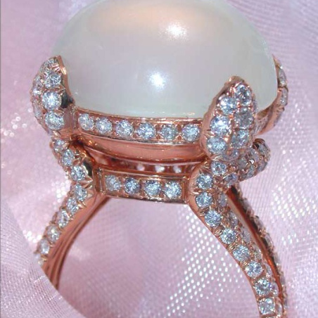 Magnificent Moonstone Ring with Diamonds
