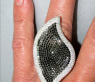 Opulent Black & White Diamond Leaf Style Ring