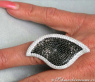 Opulent Black & White Diamond Leaf Style Ring