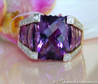 Unique Amethyst Ring with Diamonds